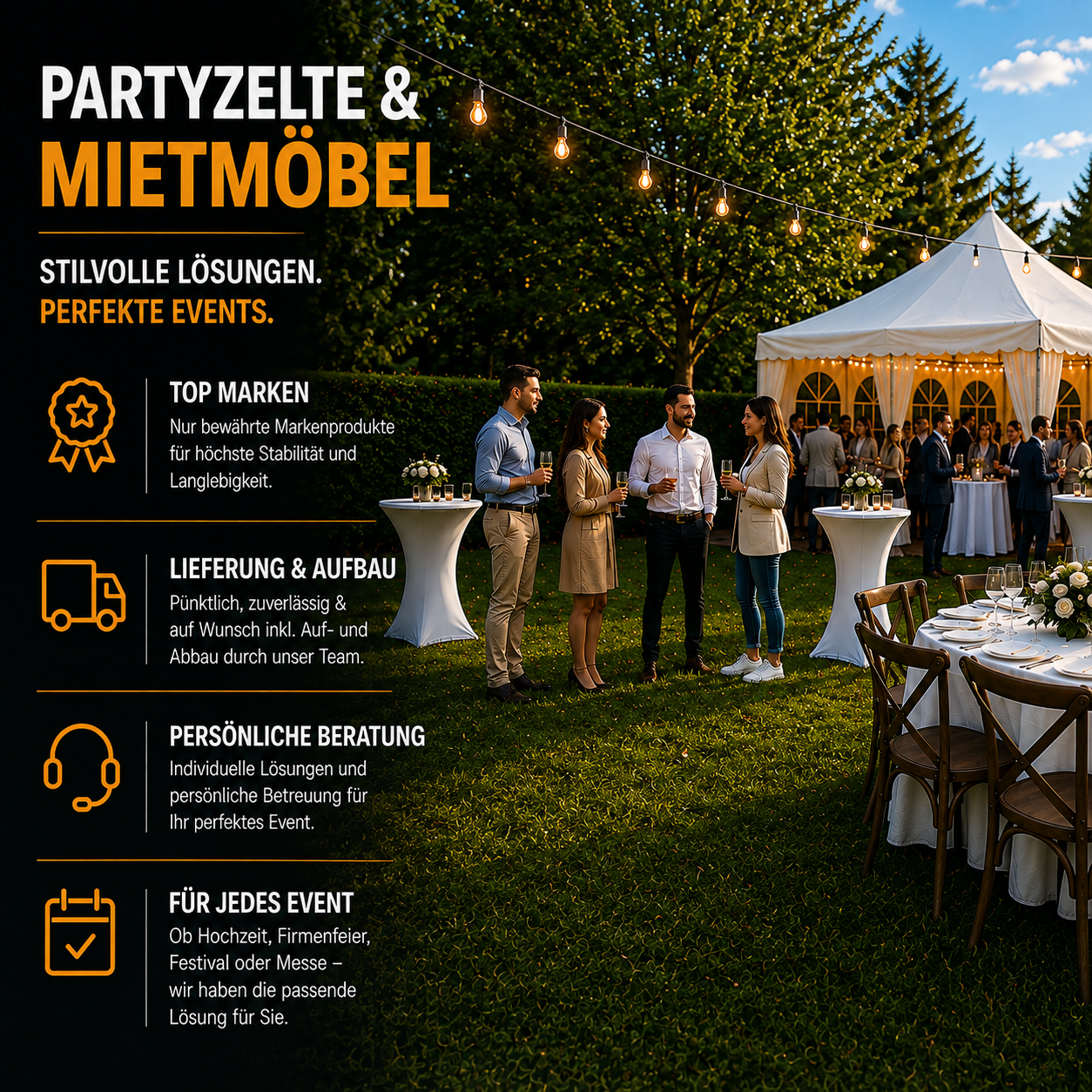 Partyzelte und Mietmöbel für Veranstaltungen in Berlin